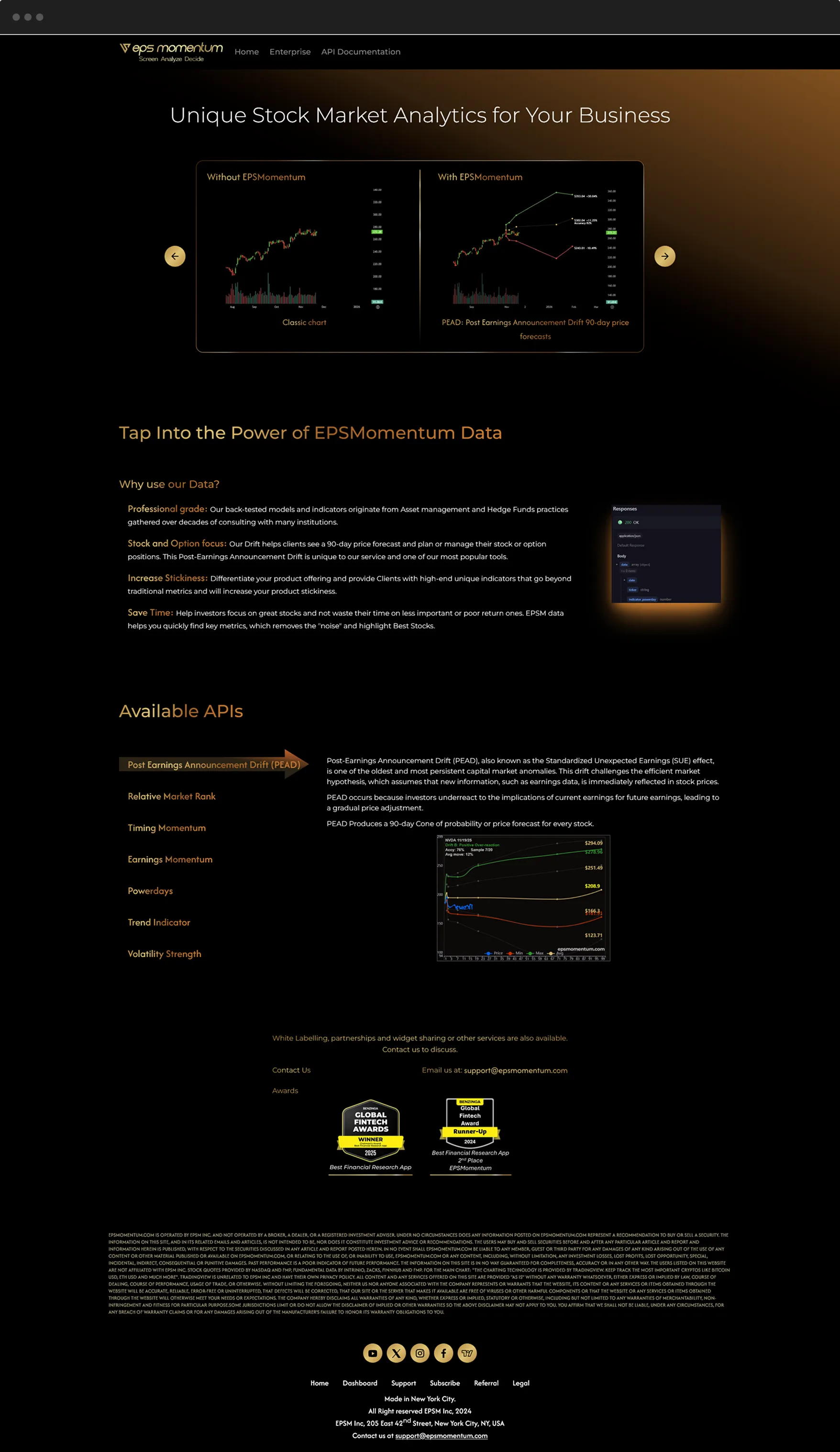 EPS Momentum stock analysis screen with AI-driven insights